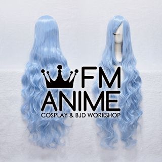 Long Length Wavy Light Sky Blue Cosplay Wig #S0810