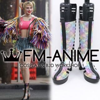 Harley Quinn: Birds of Prey Harley Quinn Caution Tape Jacket Version Cosplay Shoes Boots