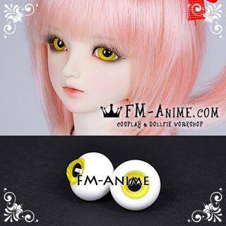 16mm Lemon Yellow Spiral & Black Pupil BJD Dolls Glass Eyes Eyeballs Accessories