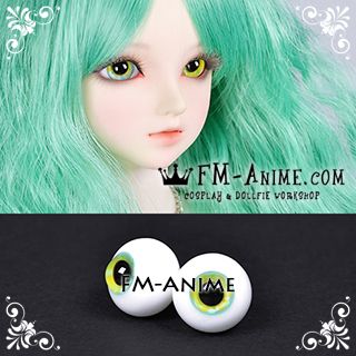 16mm Ice Blue Yellow Flower & Black Pupil BJD Dolls Glass Eyes Eyeballs Accessories