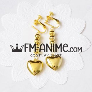HxH Hisoka Gold Heart Drop Earrings Cosplay Accessory Prop Jewelry