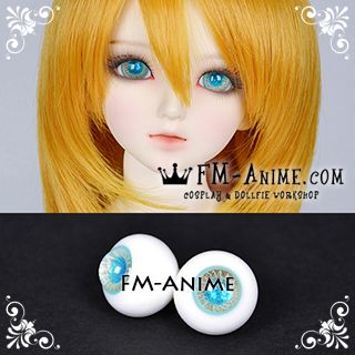 16mm Beach Light Golden Sand Spiral & Water Blue Shiny Pupil BJD Dolls Glass Eyes Eyeballs Accessories