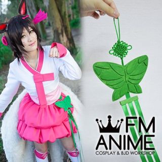 League of Legends Dynasty Ahri Skin Green Bufferfly Cosplay Costume Accessories Prop
