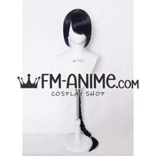 Long Braided Ponytail Hairstyle Blue Mixed Black M-Kuroneko Female Protagonist Black Cat Cosplay Wig