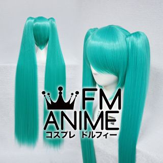 Long Length Clips on Straight Lake Green Cosplay Wig