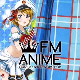 Love Live! Hanayo Koizumi Navy Cosplay Blue Plaid Pattern Skirt Textiles Fabric