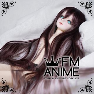 Long Wavy Dark & Light Maroon Colors BJD Dolls Wig