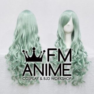 Medium Length Wavy Bluish Green Cosplay Wig