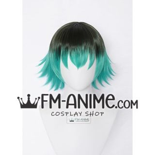 Short Layered Dark Green and Lake Green M-Kuroneko Luka Cosplay Wig