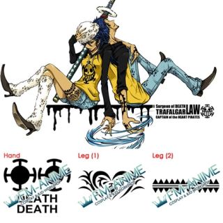 One Piece Trafalgar Law Female Cosplay Temporary Tattoo Stickers