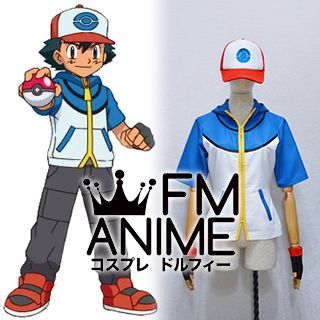 FM-Anime – Pokemon Black and White (BW) Ash Ketchum Hat Jacket Gloves  Cosplay Costume
