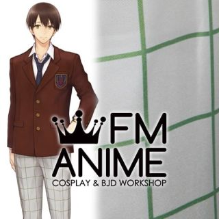Sanrio Boys Kota Hasegawa Uniform Gray Green Plaid Pattern Cosplay Trousers Textiles Fabric