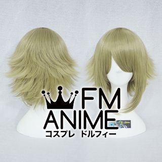 Short Layered Light Goldish Green Cosplay Wig