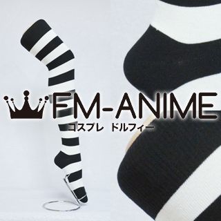 Black White Over Knee Thigh High Striped Socks Fashion Cosplay Anime Lolita Punk