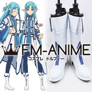 SAO Asuna ALO Blue White Cosplay Shoes Boots