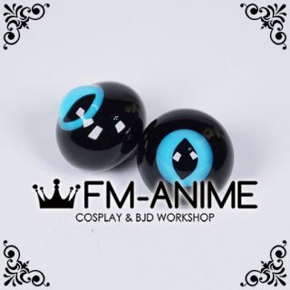 16mm Water Blue & Black Cat Eyes Pupil BJD Dolls Special Black Glass Eyes Eyeballs Accessories