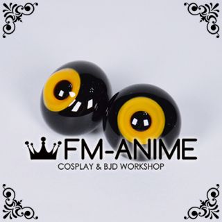 18mm Dark Yellow & Black Pupil BJD Dolls Special Black Glass Eyes Eyeballs Accessories
