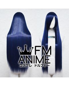 80cm Medium Length Straight Blue Mixed Black Cosplay Wig
