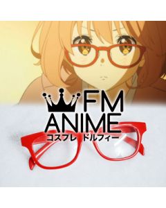 [Display] Beyond the Boundary Mirai Kuriyama Red Semicircle Frame Clear Lens Glasses Cosplay Accessories Props