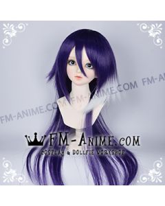 Medium Length Layered with Straight Ponytail Dark Purple & White BJD Dolls Wig