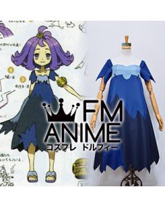 Pokemon Sun and Moon Acerola Blue Dress Cosplay Costume
