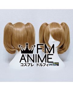 Short Length Clips on Straight Mixed Golden Brown Cosplay Wig
