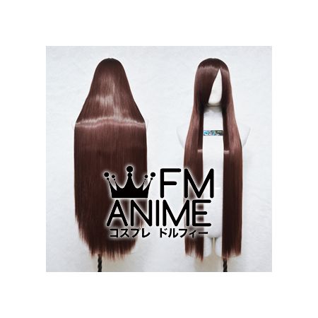 100cm Medium Length Straight Chocolate Reddish Brown Cosplay Wig