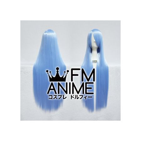 100cm Medium Length Straight Light Sky Blue Cosplay Wig