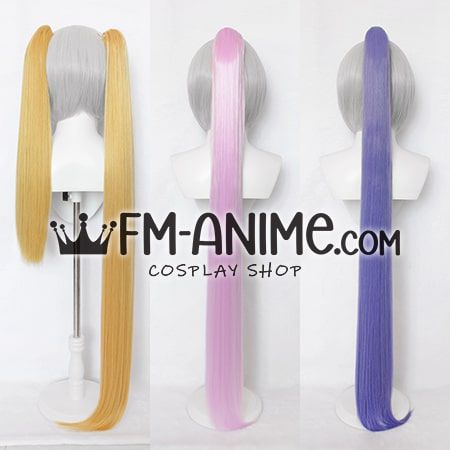 120cm Long Straight Clip-on Ponytail Gold Pink Purple Hair Extensions Cosplay Wig