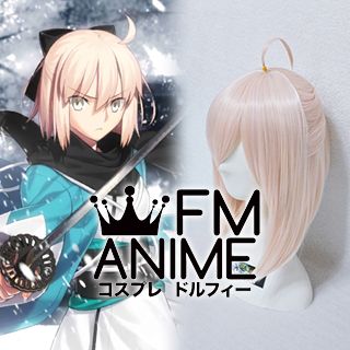Black belt FGO Fate Grand Order Sakura Saber Okita Souji Costume Cosplay Wig 
