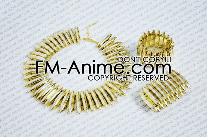 Fate Zero Gilgamesh Cosplay Props Necklace Bracelet Earrings Set Gold Bling 
