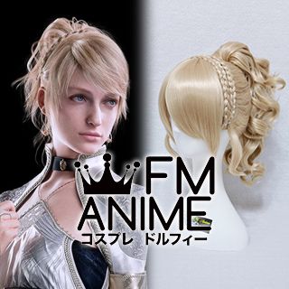 Final Fantasy FF15 Lunafreya Nox Fleuret Cosplay Light Gold Wig Free wig cap 