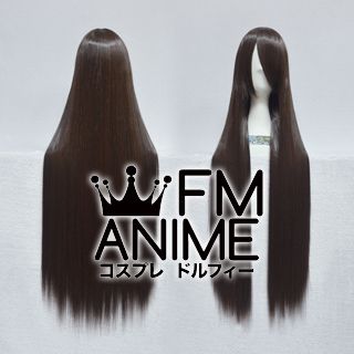 100cm Medium Length Straight Black Mixed Brown Cosplay Wig