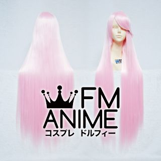 100cm Medium Length Straight Light Pink Cosplay Wig