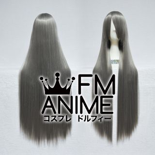 100cm Medium Length Straight Metal Gray Cosplay Wig