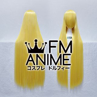 100cm Medium Length Straight Mixed Light Yellow Cosplay Wig