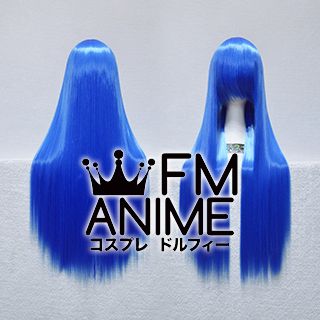 80cm Medium Length Straight Dark Blue Cosplay Wig