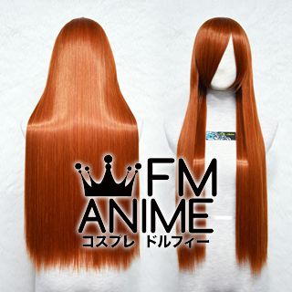 80cm Medium Length Straight Orange Mixed Brown Cosplay Wig