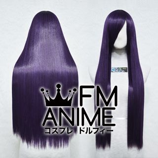 80cm Medium Length Straight Purple Mixed Black Cosplay Wig