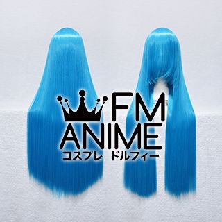 80cm Medium Length Straight Sea Blue Cosplay Wig