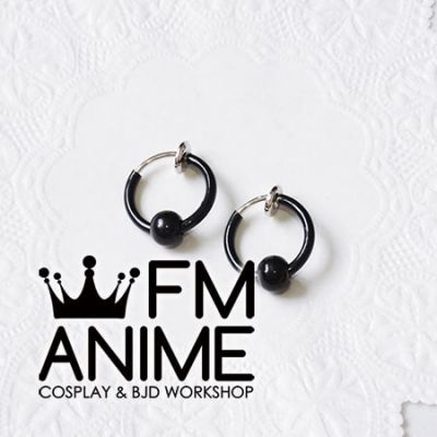 Black Ball Clip-on Earrings Punk Cosplay Accessories