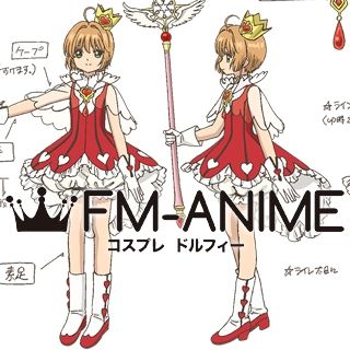 Cardcaptor Sakura: Clear Card Sakura Kinomoto OP2 Red Hearts Outfit Cosplay Costume