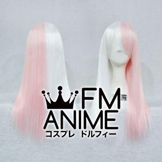 60cm Straight White & Mixed Pink Cosplay Wig