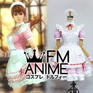Dead or Alive 5 Kasumi Pink & White Square Maid Cosplay Costume