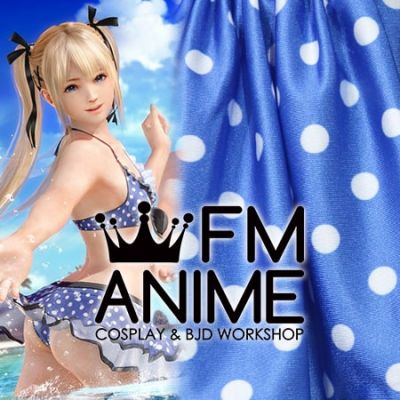 Dead or Alive Xtreme 3 Marie Rose Cosplay Blue White Polka Dot Pattern Swimsuit Textiles Fabric