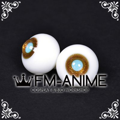 16mm Gold Shiny & Light Blue Pupil BJD Dolls Glass Eyes Eyeballs Accessories