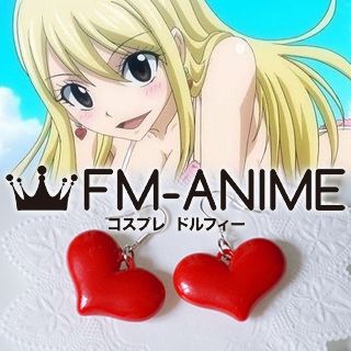 Fairy Tail Lucy Heartfilia Red Heart Earrings Cosplay Accessories
