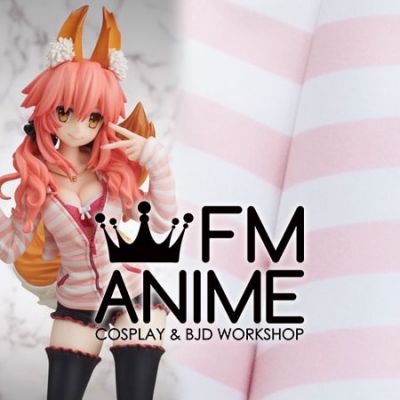 Fate/EXTRA CCC Caster Tamamo no Mae Casual Wear Cosplay Pink White Stripes Pattern Jacket Textiles Fabric