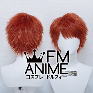 Short Spike Style Red Mixed Orange Cosplay Wig