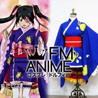 Gintama Kyubei Yagyu Blue Kimono OP6 Cosplay Costume